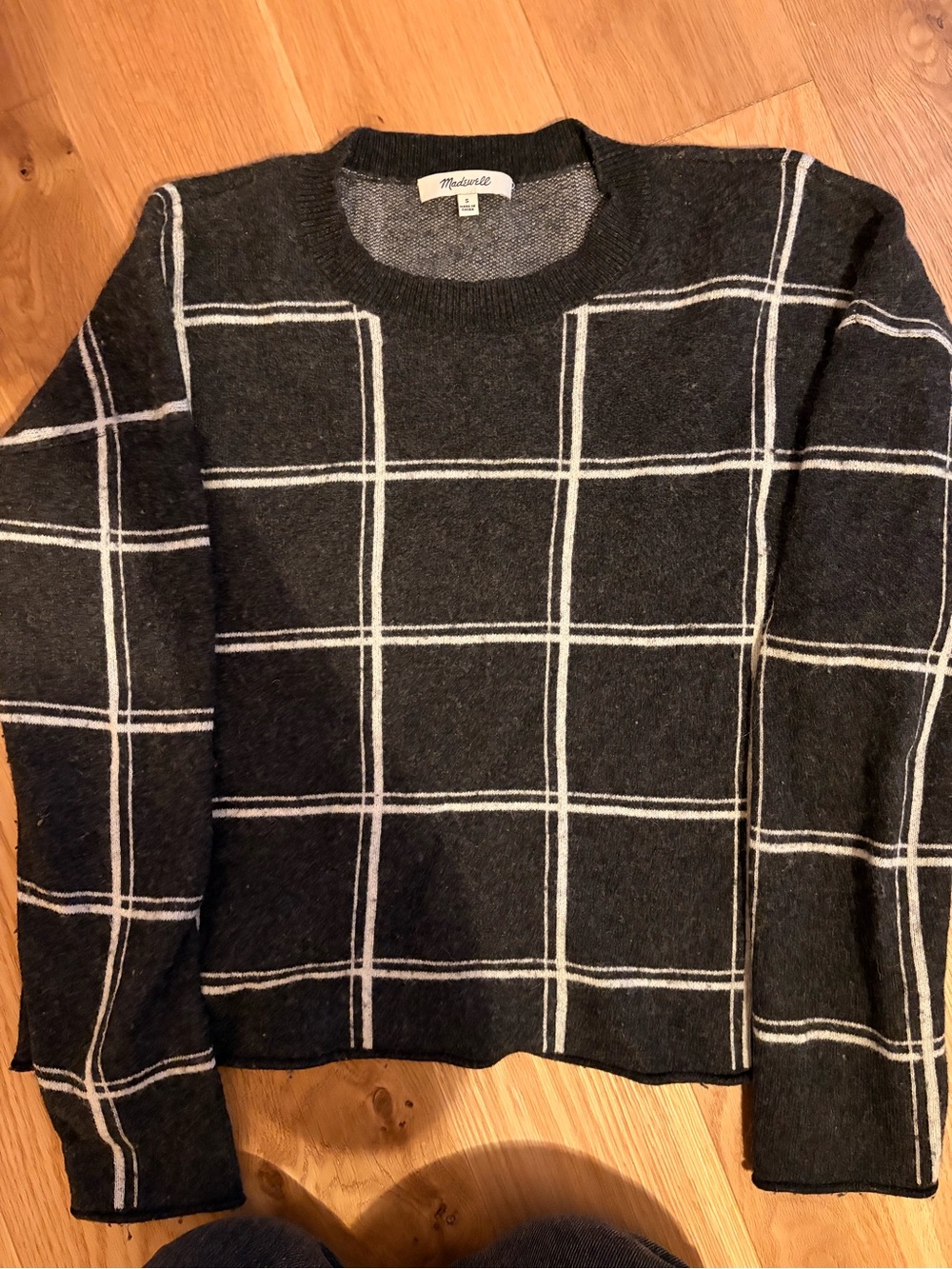 Madewell Black and White Grid Pullover Sweater